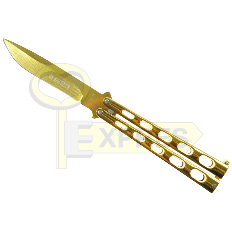 Nóż motylkowy NITOWANY - MOTYLEK - złoty - MXP-N183