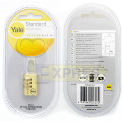 Yale Y150 22mm - mosiężna kłódka szyfrowa z możliwością zmiany kodu - MXP-Y150B/22/120/1