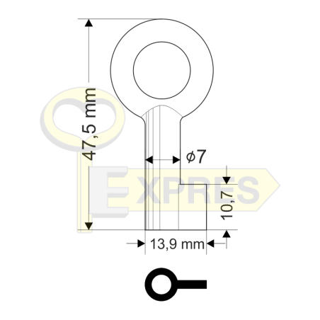 MS60 padlock key (mars 60/70)