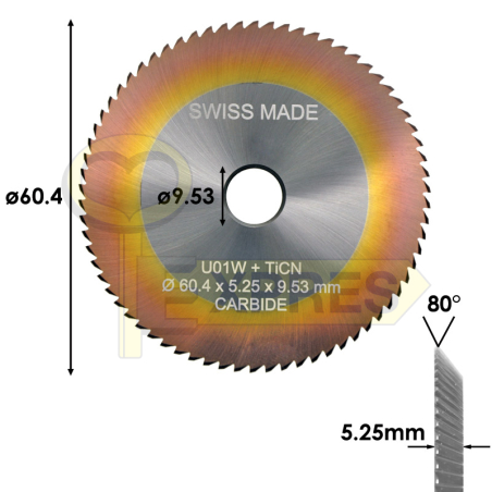 Frez kątowy 60.40x5.25x9.53 - 70 zębów Widia + TiCN - Unocode (U01W)